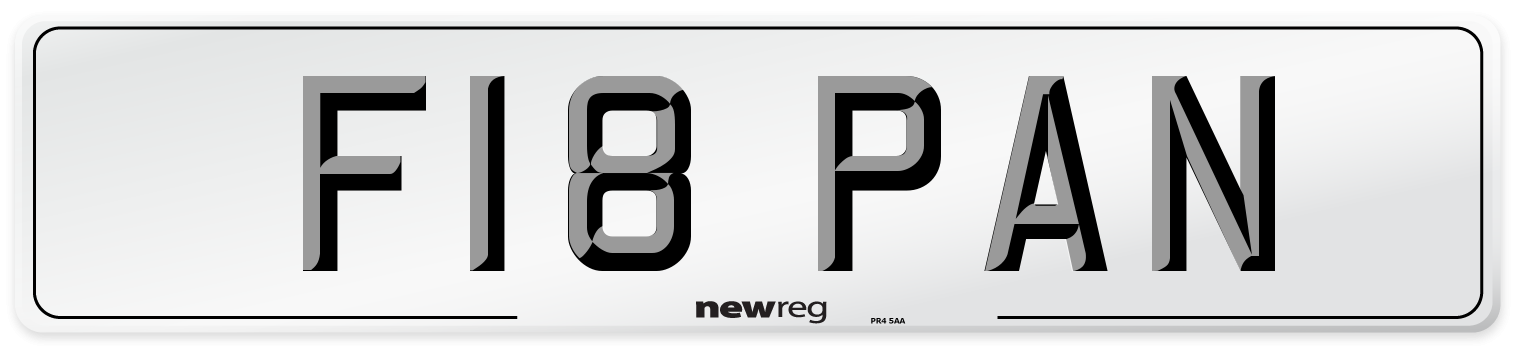 F18 PAN Number Plate from New Reg